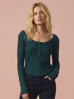 EUC! Anthropologie Women's Medium Sheer Green Pilcro Andie Top - M